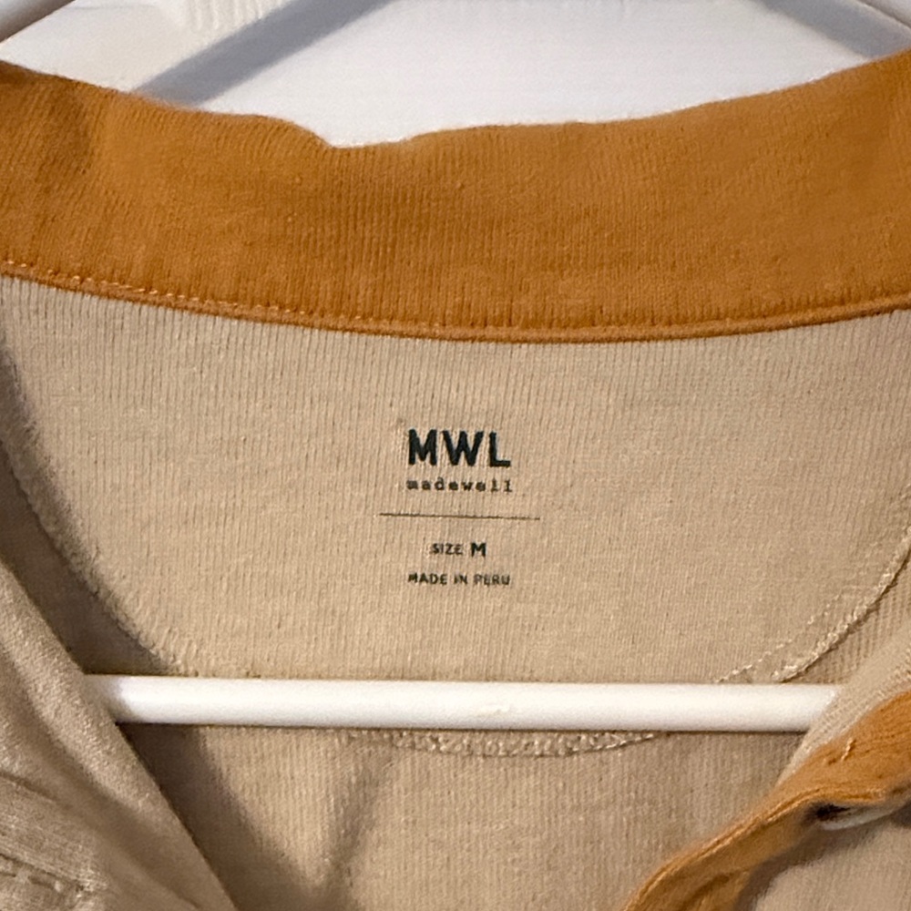 MWL by Madewell Stripped Rugby Polo Amber Gold - Picture 2 of 4